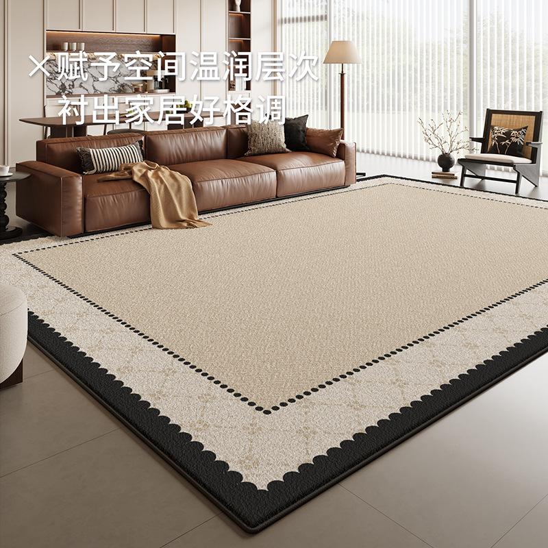 Light Luxury Advanced Faux Cashmere Circular Pile Floor Mat Waterproof Non Washable Wipeable For Living Room Bedroom Sofa