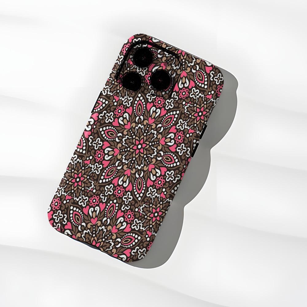 Retro totem flower mobile phone case iPhone15plus matte two-in-one film magnetic case Apple 17 anti-drop