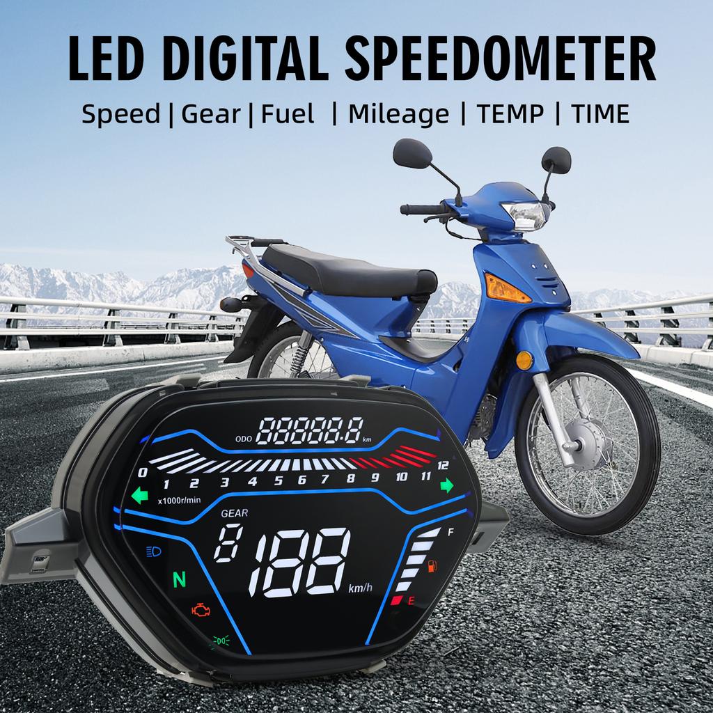 Digital Motorcycle Speedometer White Backlight Multi LED Dashboard RPM For EX5 Class1 CX DX Honda Wave C100 CD100 Speed Odomete
