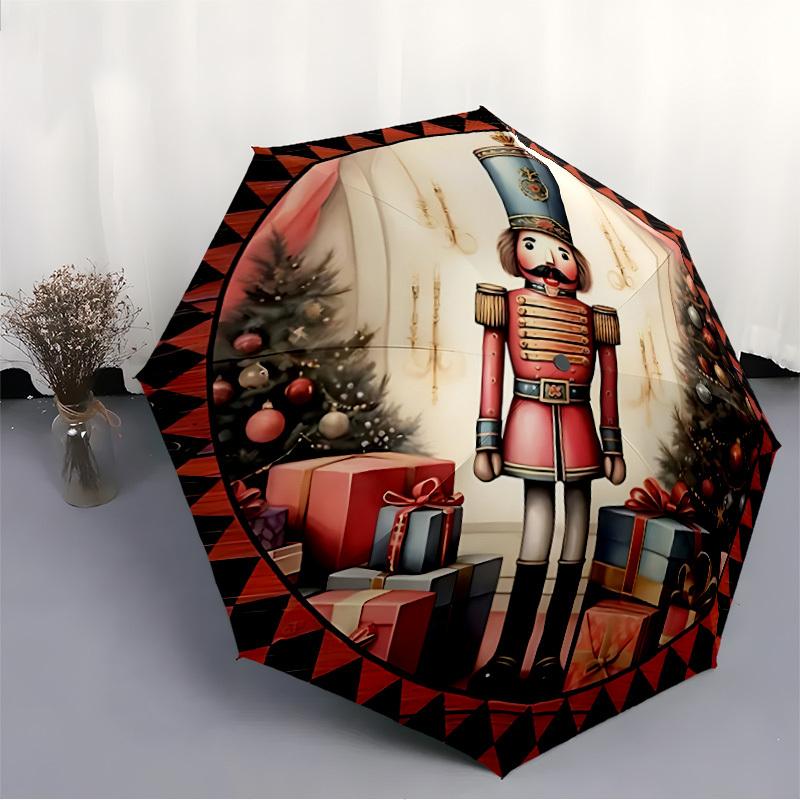 1pc Nutcracker Christmas Automatic Folding Umbrella - Portable Collapsible Design, 8-Rib Iron Frame, Durable Fabric yy251125092
