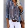 Damenhemd Frühling und Herbst Langarm Einfach Locker Lässig Bedruckte Gestreifte Hemden für Damen Stilvolle Elegante Büro Damenbluse