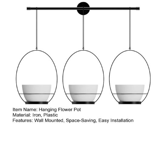 1 Set Hanging Flower Pots Wall Mounted Plant Hanger Hanging Planter Set Includes Metal Rod 3 Planters Ropes for Windows Ceilings Walls Garden Decor