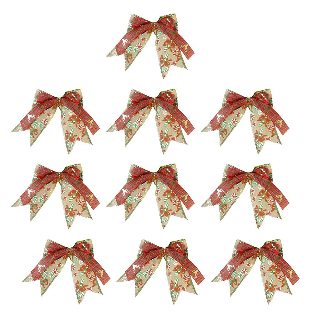Set of 10 Decorative Christmas Bows for Tree and Holiday Event Use
