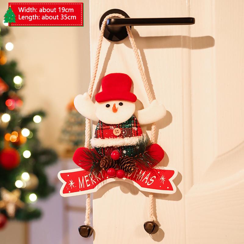 Christmas Decorations Wooden Snowmen Santa Claus Reindeer Door Hanging Ornament XmasTree Indoor Scene Layout Home New Year Decor
