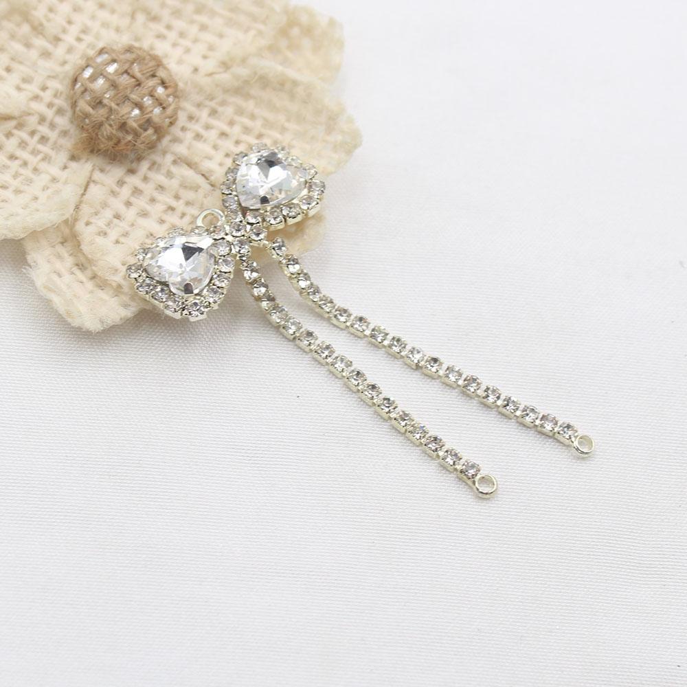 

New 2-piece 26 * 59MM shiny flat bow tassel pendant DIY hair accessories, earrings, clothing, wedding decoration accessories
