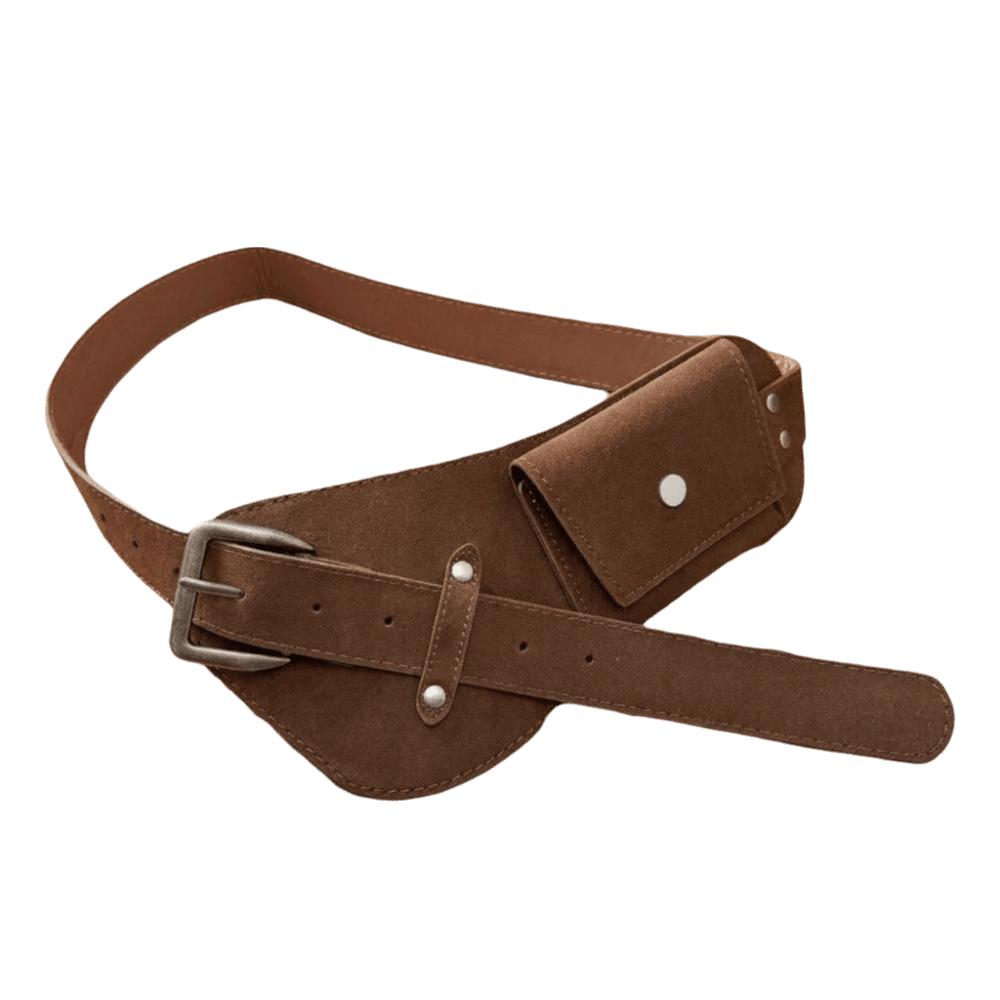 PU Pin Buckle Waistband Zinc Zinc Alloy Suede Waist Bag Belt Western Cowboy Style Maillard Waist Belt Travel коричневый