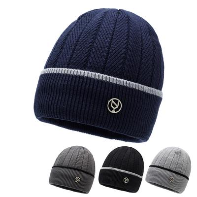 Autumn Winter Thick Knitted Cap Men Wool Cap Warm Fleece Cap Outdoor Sports Cap