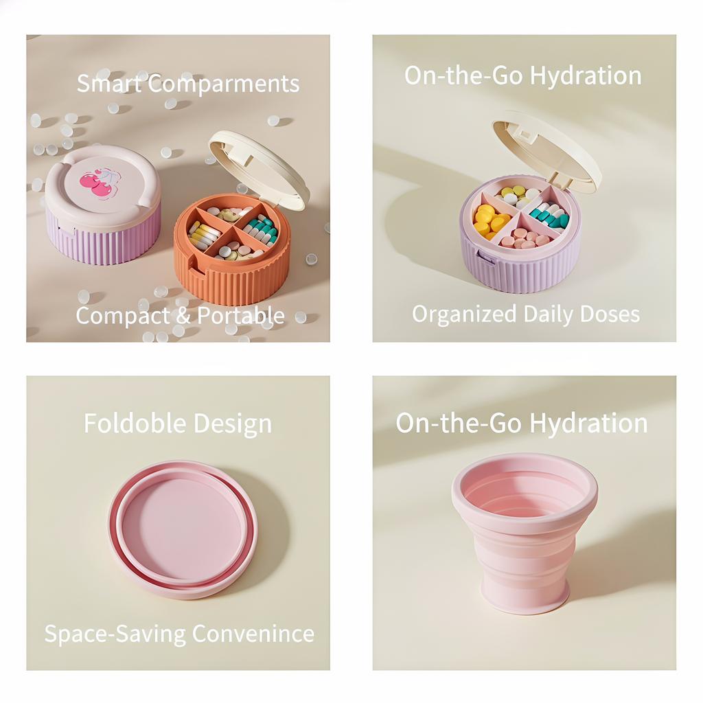 Portable Pills Container Medicine vitamiin Holder Daily Pill Case Small Piller Box for Pocket Purse Space-Saving & Washable