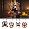 Ghost Hanging Decorations Halloween Acrylic Love Heart Wreath Ornament, Cartoon Owl Witch Indoor Outdoor Party Ornaments Skeleton Decor, Festive