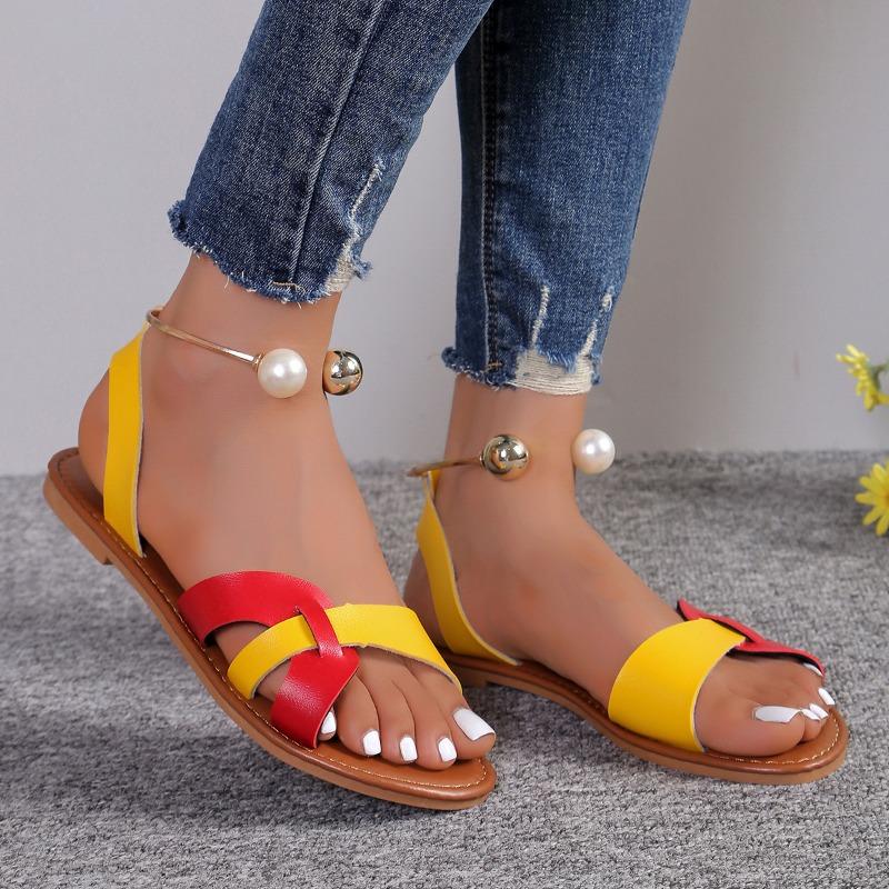 Fashion 2024 Summer Solid Color Flat Sandals Popula Open Toe Outdoor Slippers Beach Women's Shoes Plus Size Zapatos De Mujer Slides