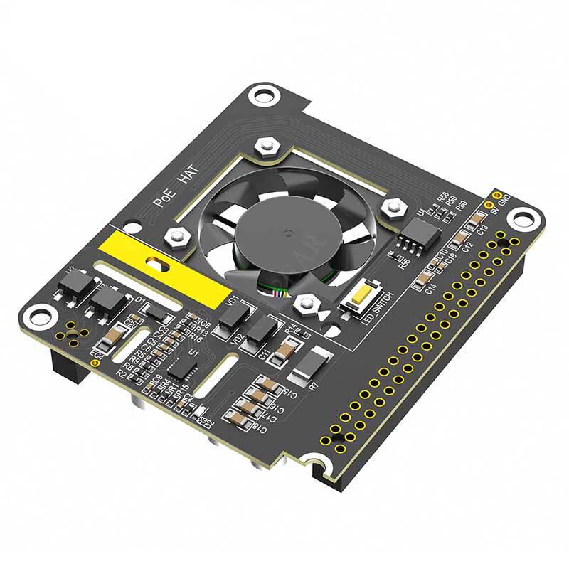 Raspberry Pi 5 PoE Ethernet Power Supply Module with RGB Fan - 802.3af/at