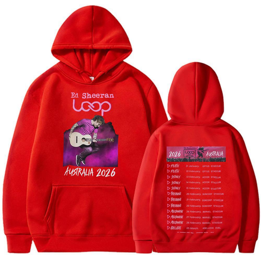 Ed Sheeran Loop Tour Australia 2026 Tour Merch Hoodie Fans Gifts  Women Clothing Fashion Harajuku Oversized Hooded Sweatshirt