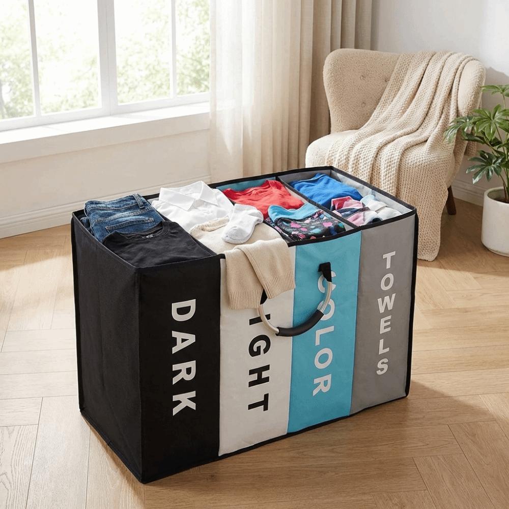 Large Capacity Divided Laundry Basket Folding Miscellaneous Storage Bag Closet Organizer Dormitory