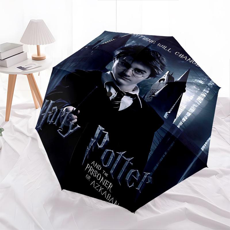 1pc Harry Potter Prisoner of Azkaban Automatic Folding Umbrella - Compact 8-Rib Design, Durable Plastic & Iron1195L