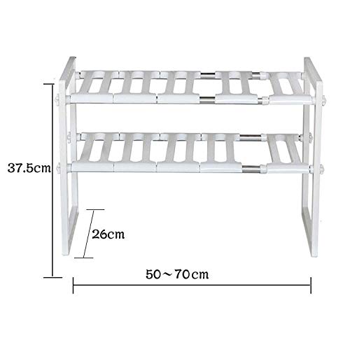 Fkstyle Kitchen Storage Rack, Under-Sink, Extendable, 2-Tier, Sliding, Height Adjustable, Easy Assembly, Sink