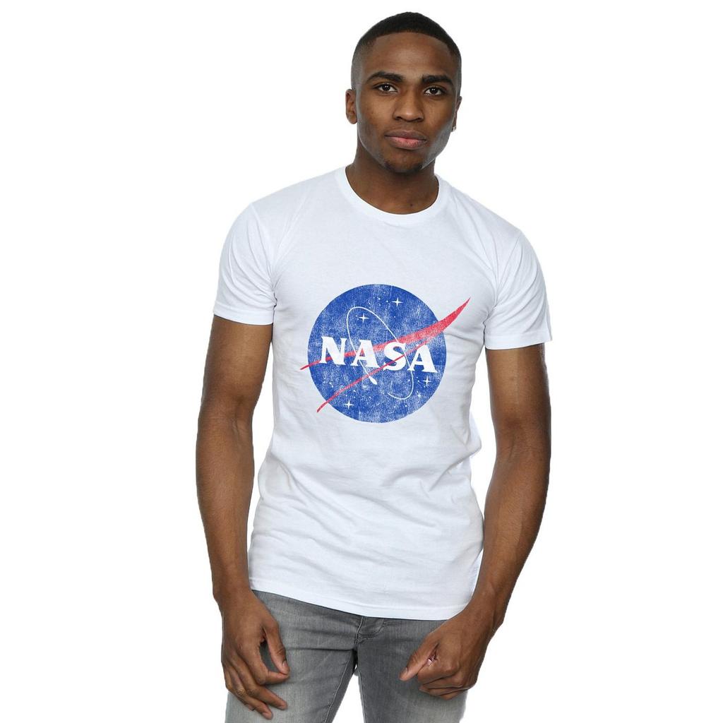 NASA Mens Insignia Distressed Cotton Logo T-Shirt