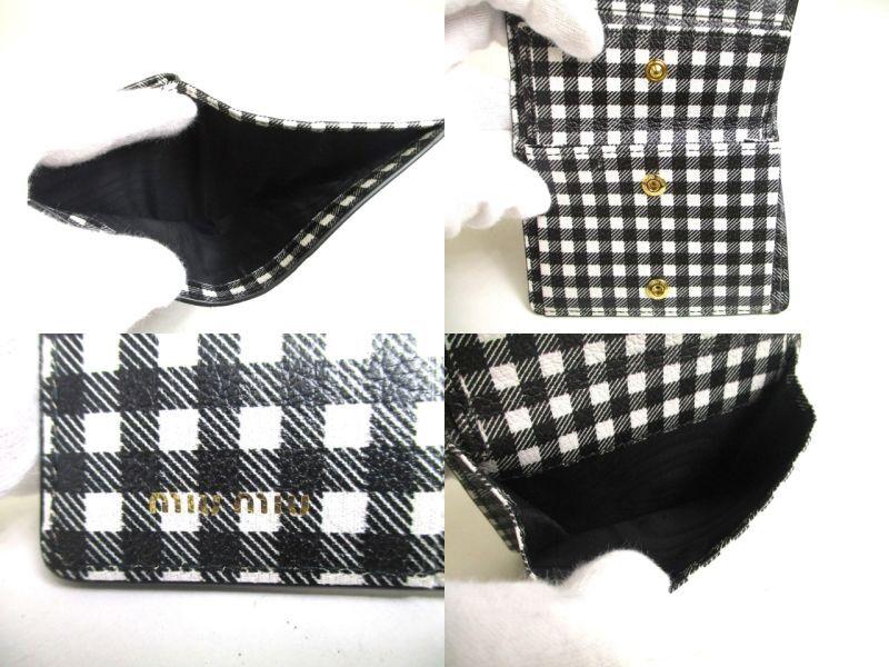 Authentic MIU MIU Rose Leather Madras Bifold Wallet Compact Wallet #a273  Refurbished