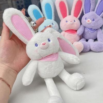 Ostern Aufzieh-Hase Spielzeug 11,4" Plüsch-Kaninchen Schlüsselanhänger Lustiger Auszieh-Kaninchen Anhänger Interaktives Buntes Stofftier für Geburtstage
