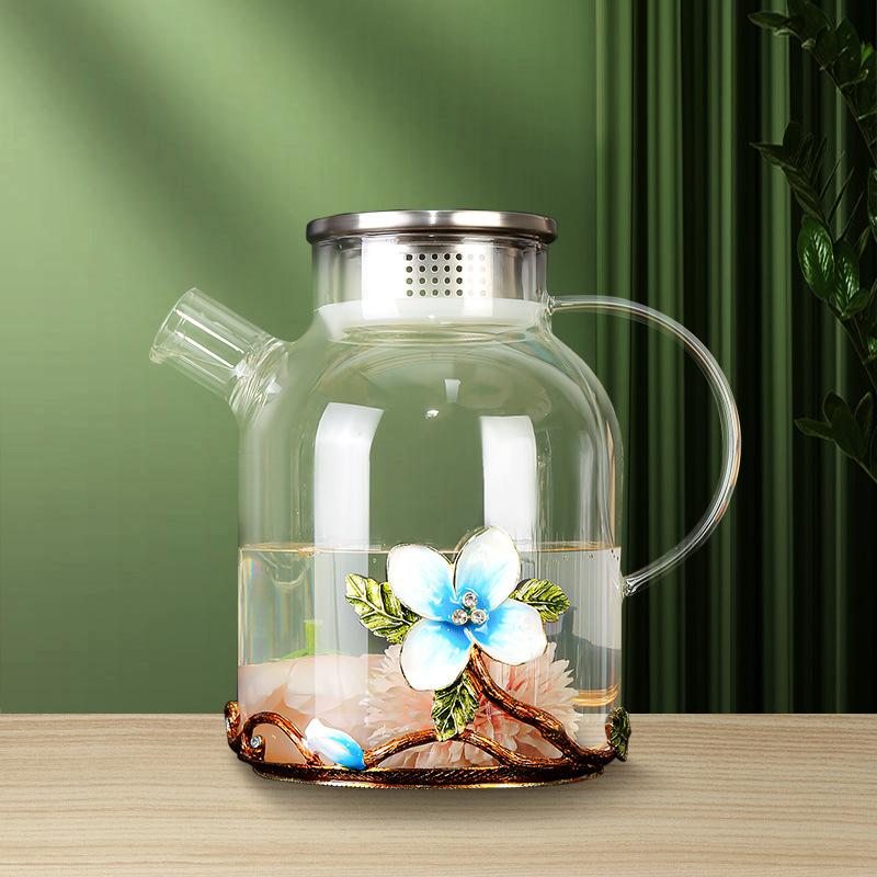 Household Large-Capacity Cold Kettle, Teapot, High-Value Drinking Cup, Exquisite Coffee Cup, Water Cup, Enamel Color Cherry Blossom Cup
