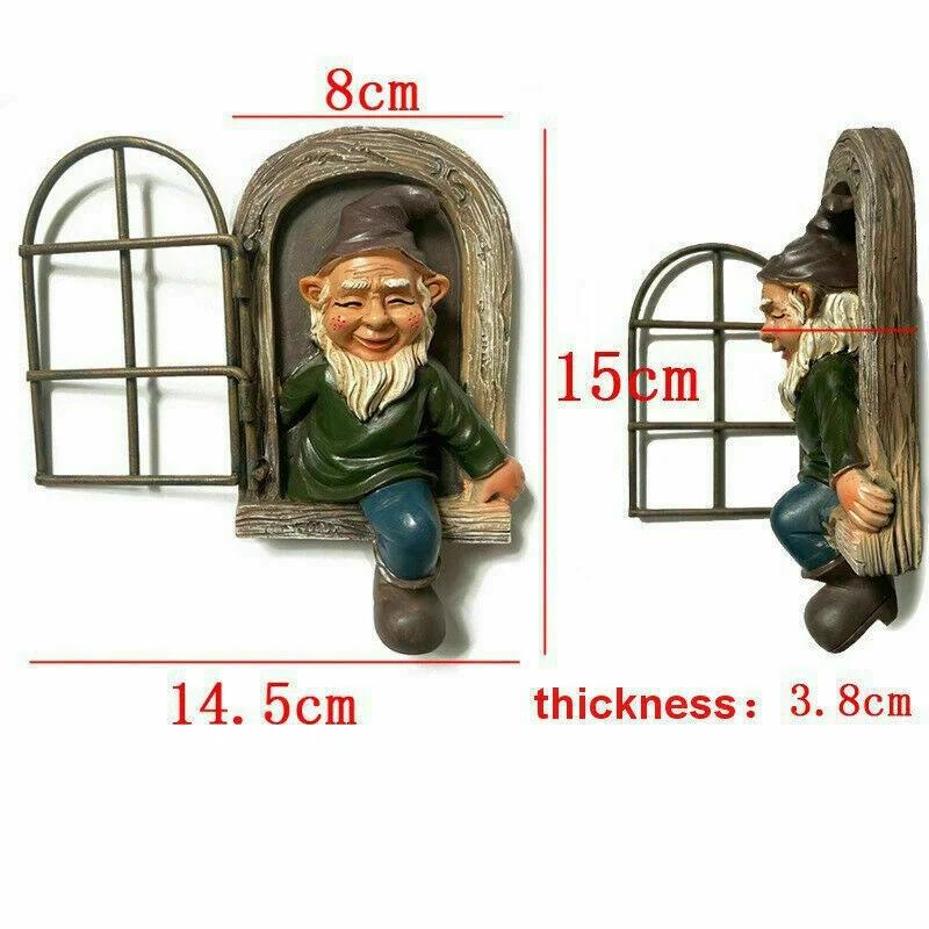 1 Pcs Naughty Garden Statue Elf Go Out Tree Hug Gnome Statue Elf Out The Door Window Tree Hugger Home Yard Tree Decor