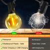 Solar & USB Dual Charging LED String Lights, 15m 15 Lamps, 8 Modes, Brightness Adjustable, Ground Spike & Wall Mount