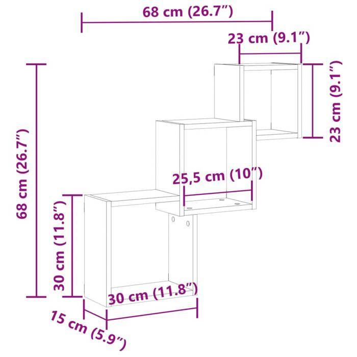 VidaXL Wall Shelves Cube Shape Artisan Oak Engineered Wood, Cube-Shaped Storage, Figure-8 Organizer 855815