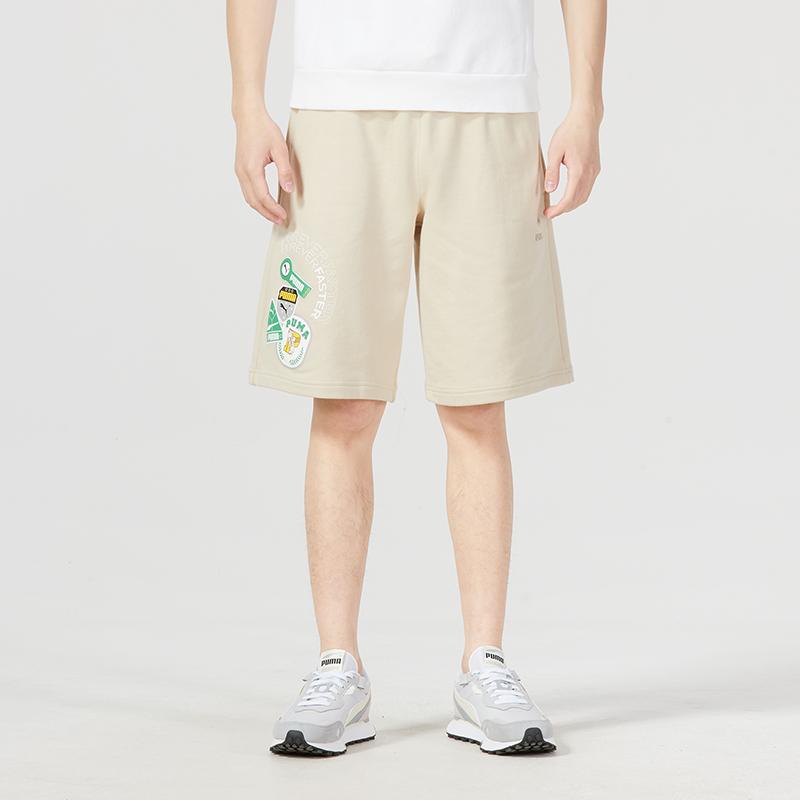 Puma Letter Print Lace-Up Straight Leg Shorts Men Shorts Off-White 623254-88