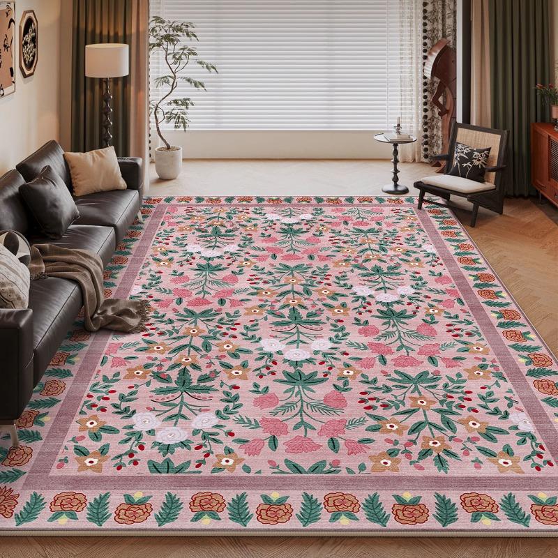 Dywan z nadrukiem kwiatowym Retro Dywan do dekoracji domu Antypoślizgowy Odporny na plamy Styl etniczny Mata do dekoracji salonu sypialni
