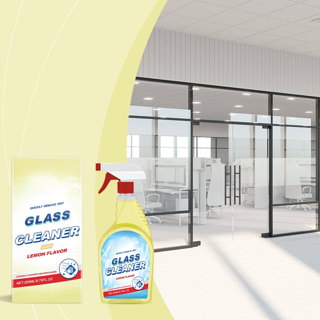 Glasreiniger mit Zitronenduft, Reinigt Glasflecken und Schmutz; Geeignet für den Hausgebrauch. 200 ml