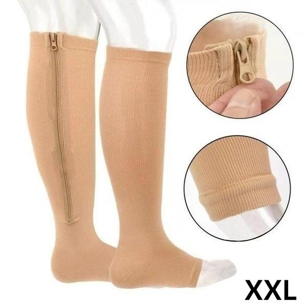 Unisex Toeless Compression Socks Side Zip Up Knee High Socks Prevention Socks