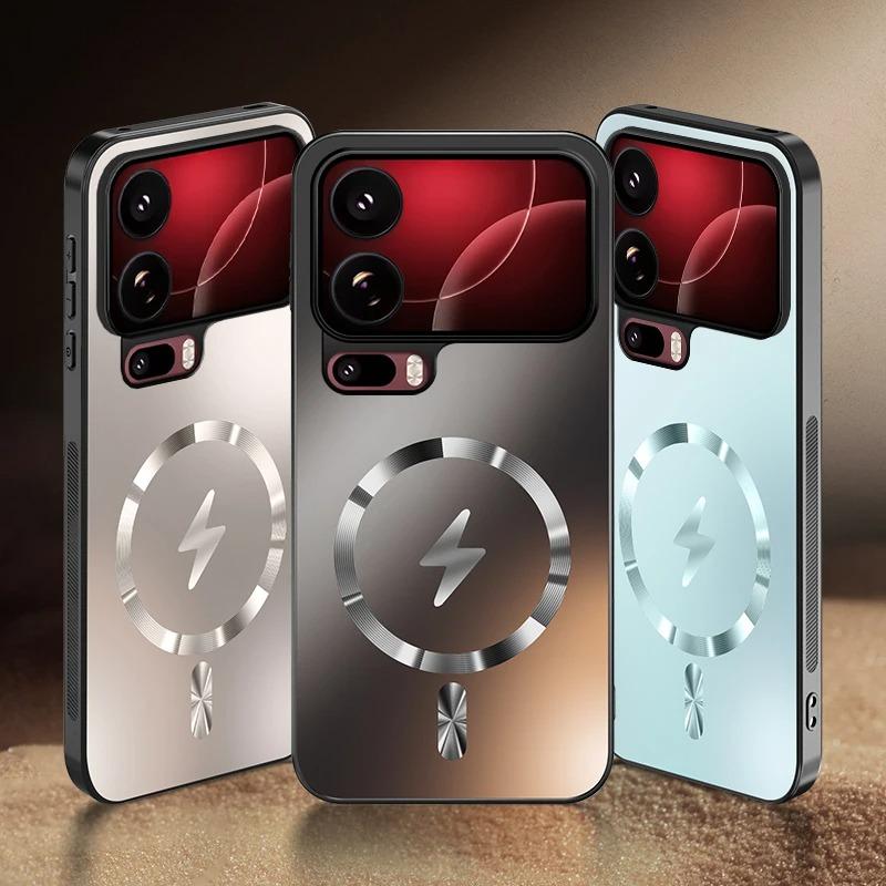 Custodia Magnetica Wireless AG Opaca per Ricarica per Xiaomi Mi 18 Pro Max 17 Pro Cover Protettiva Rigida Antiurto AntiGraffio