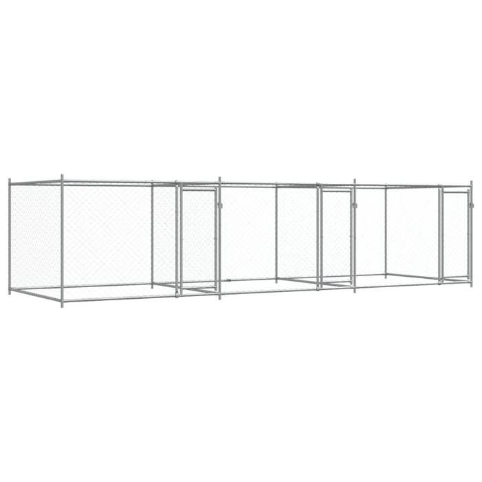 VidaXL Cage pour Chien avec Portes, Chenil pour Chien, Maison pour Chien, Niche de Jardin Terrasse, Gris 6x2x1,5 m Acier 3209574