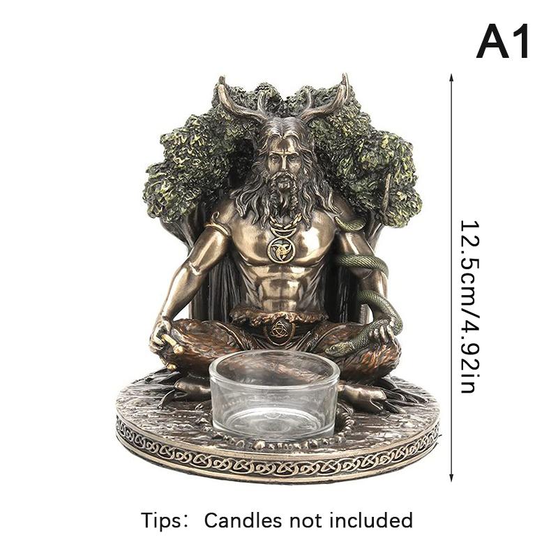 Roma Antică Cernunnos Statuie Șezândă Sculptură Zeu Celtic Suport Lumânări Mitologie Zeiță Desktop Decor Acasă Meșteșuguri Figurine