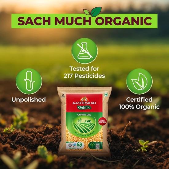 Aashirvaad Organic Chana Dal, 1 Kg, 100% Organic Chana Dal, Rich In Protein