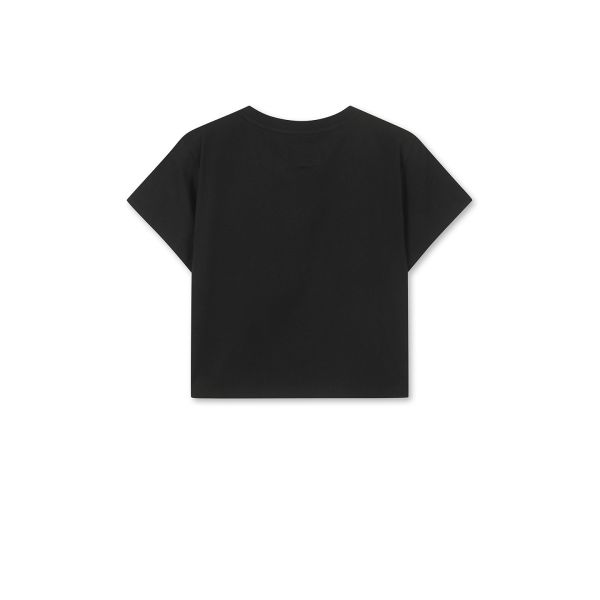 Matin Kim Solid Color Cropped T-Shirt With Logo Women tops Black MK2600TS741VBB