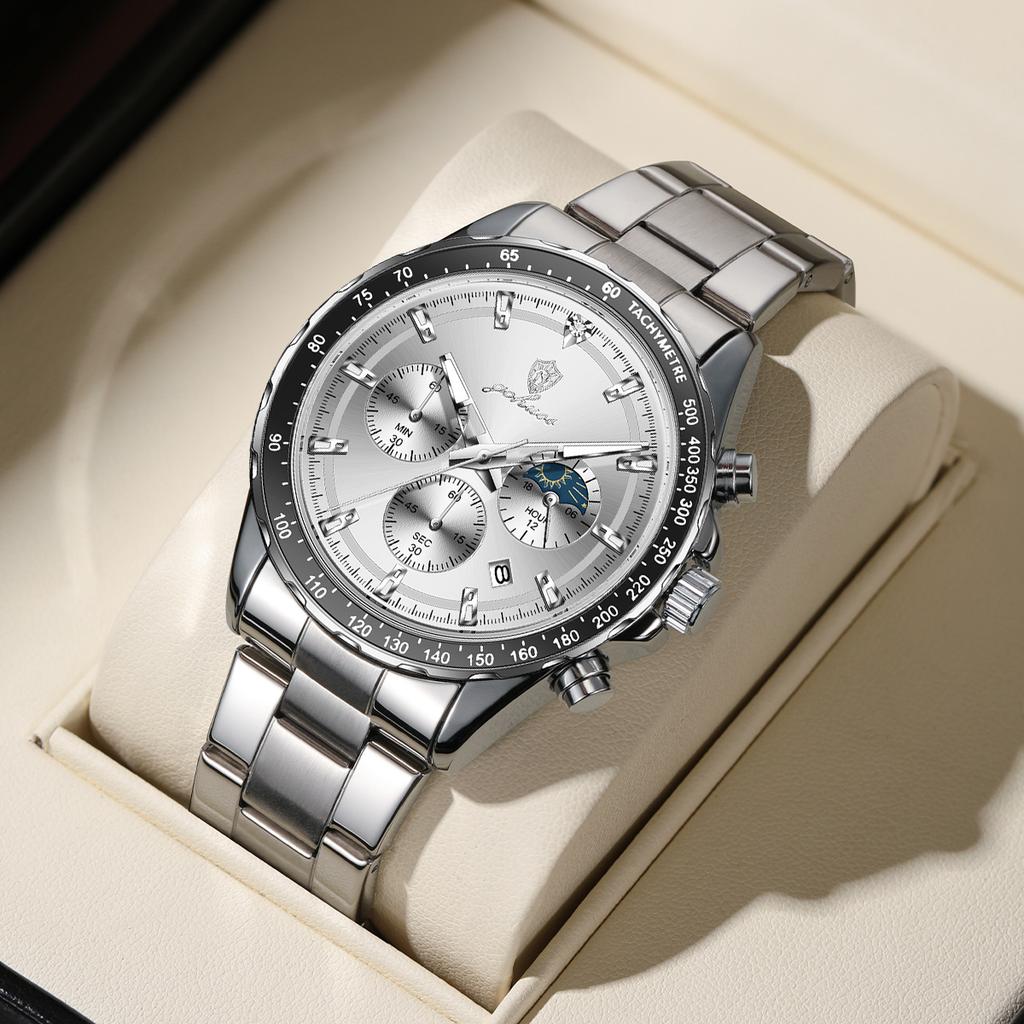 Gohuos 9815 Top Brand Luxury Men's Watches Stainless Steel Luminous Hands Casual Waterproof Watches with Free Gift 8 Accessories