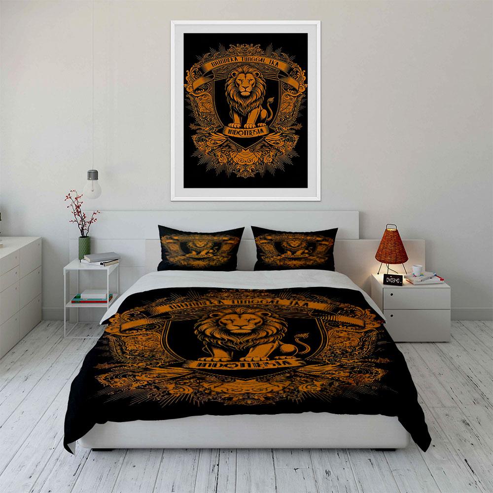 Golden Lion with Banner. Bedding Sets Duvet Cover Sets Duvet Covers Pillowcases(1 * Duvet Cover 2 * Pillowcases Without Duvet Insert)