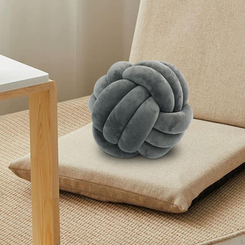 Knot Pillow Ball Tlusté Pohodlné vázané polštáře pro domácí pohovku v obývacím pokoji Světle šedá