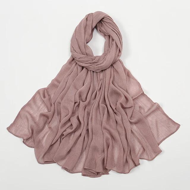 Rayon Crinkle Muslim Women Hijab Viscose Cotton Turbans For Woman Wrinkle Islamic Shawls And Wraps Ramadan Hijabs Scarf 180*70Cm