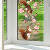 Squirrels and Peach Blossoms Window Clings Electrostatic Wall Stickers Waterproof