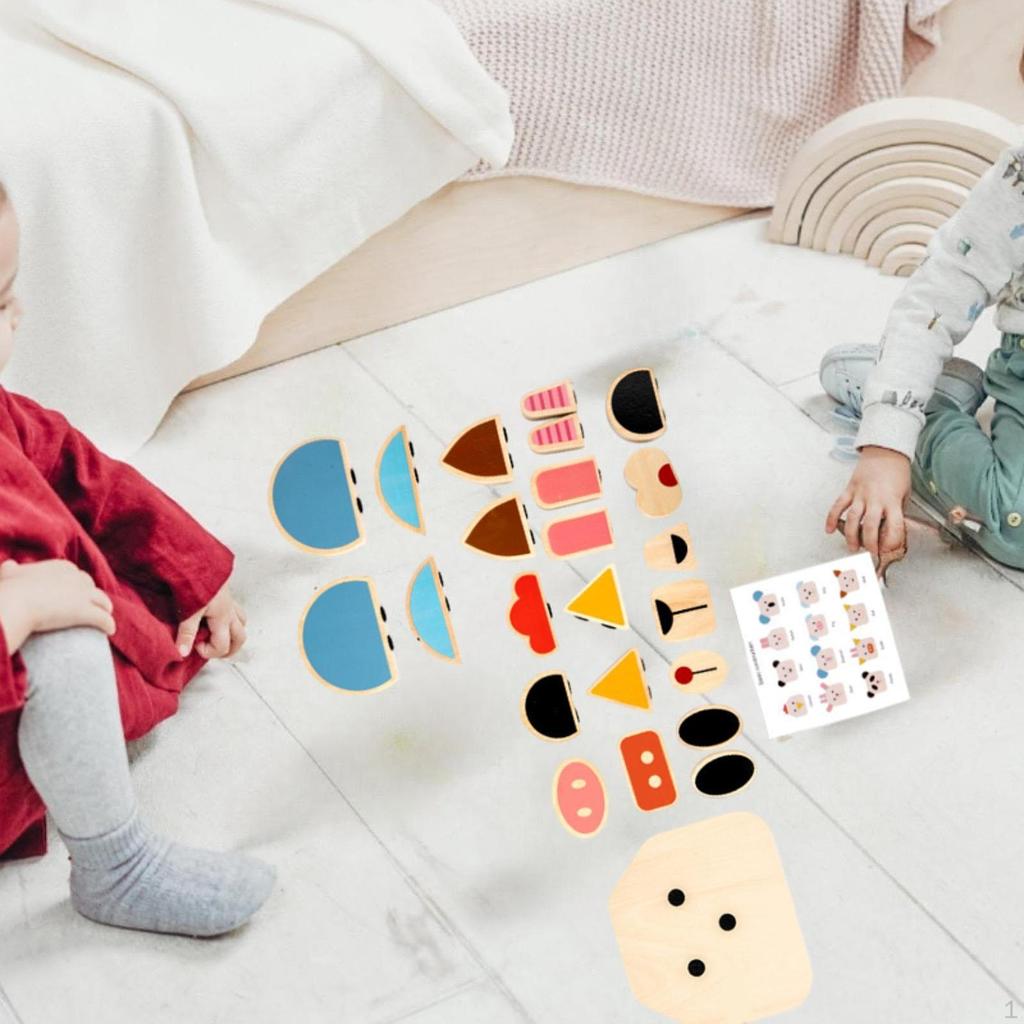 Face Change Blocking Puzzle, Wooden Educational Toy, Development Toys for 36 Months And More