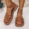 Retro woven bag head sandals women's shoes new summer seaside vacation soft-soled brown shoes