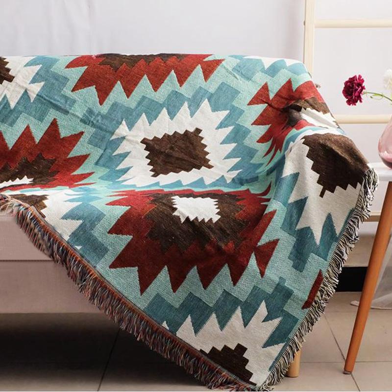Bohemian Knitted Chair Lounge Blanket Bed Tapestry Bedspread Tablecloth Ethnic Women Outdoor Beach Sandy Towels