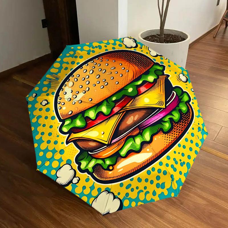 

1pc Cheeseburger Automatic Open/Close Umbrella, Folding Compact Umbrella with Lightweight Design for Women/Men yy251011107