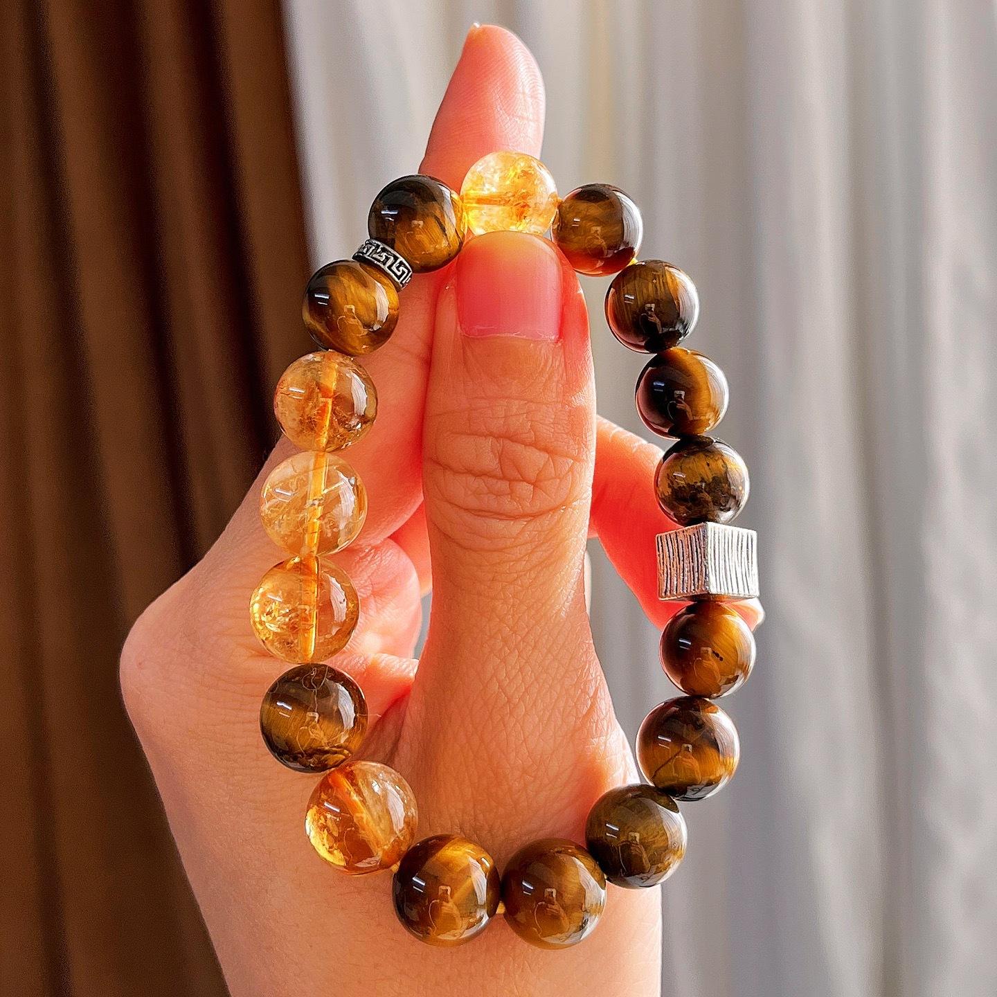 High Quality Maillard Wind Autumn And Winter Natural Tiger S Eye Stone Citrine Bracelet Bracelet.