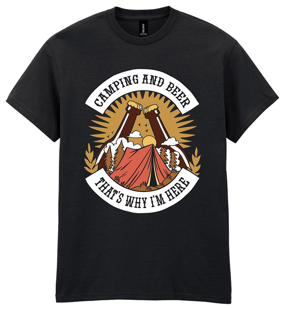 

Camping & Beer thats Why Im Here T-Shirt Funny Slogan Gift Unisex Mens Womens 5XL різнокольоровий