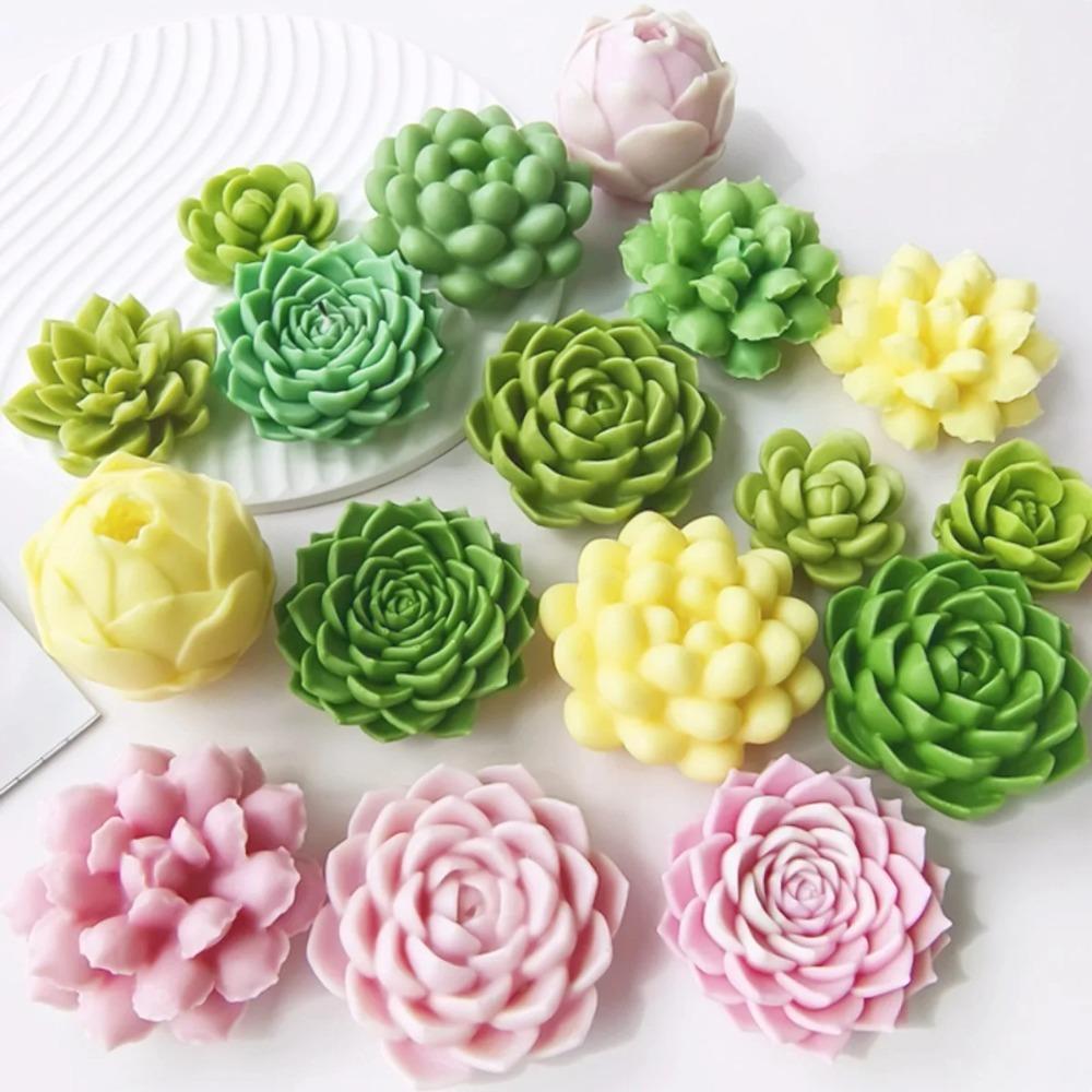 3D Flesh Succulent seeria küünla silikoonvorm DIY lille krohv seebivorm Sõbrapäeva kingitus käsitsi valmistatud küünla valmistamine