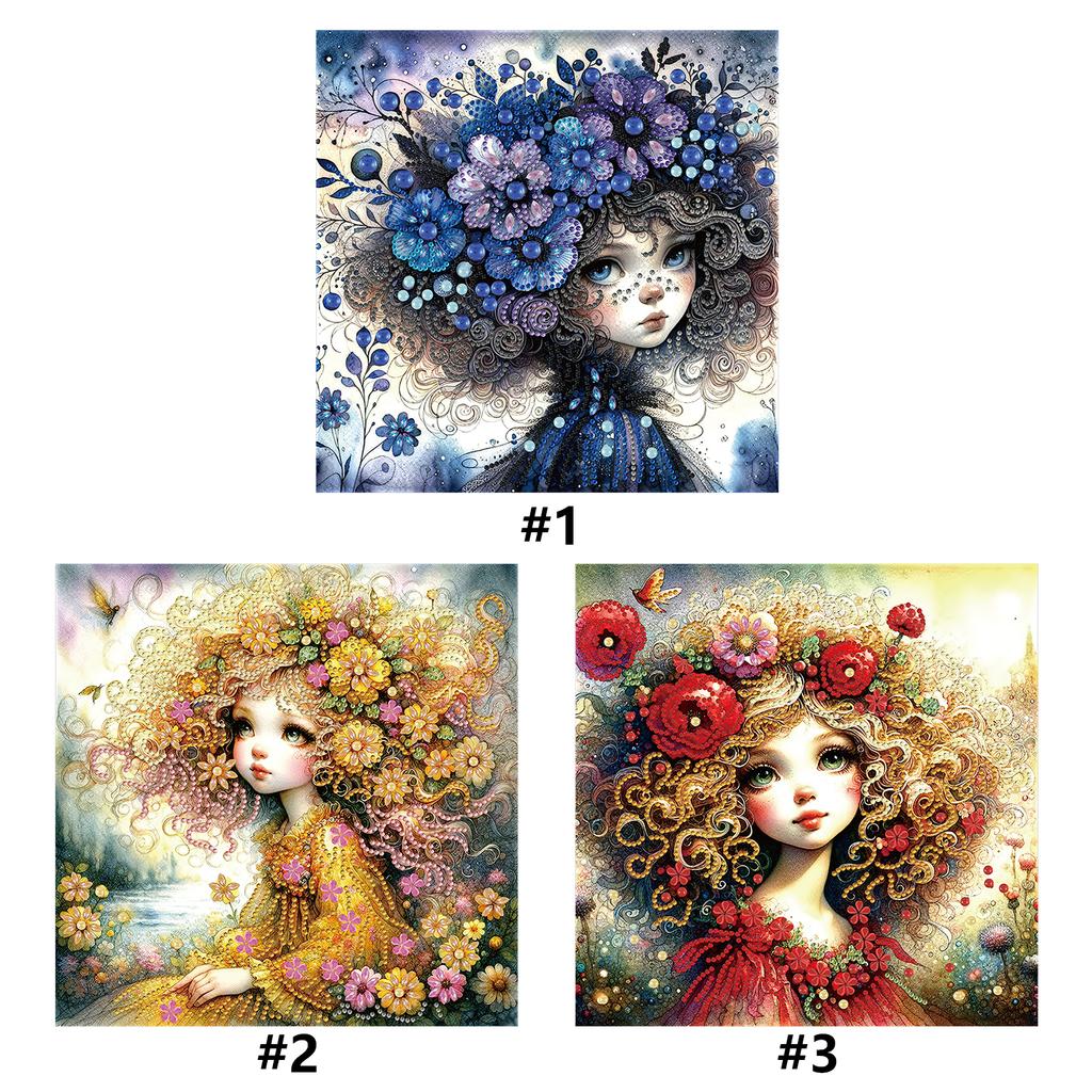 Little Girl Partial DIY Irregular Drill Diamond Painting Gem Art for Adults/Beginners Gift Idea Home Wall Decor 11.81x11.81inch
