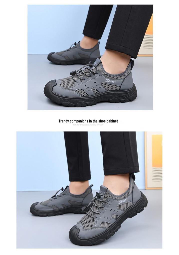 Men's Summer Breathable Mesh Shoes, Soft Sole, Non-slip, Comfortable Hiking and Casual Sports Shoes.