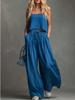 Women's Casual Set Strappy Top Wide Leg Pants Two Piece Outfit for Women